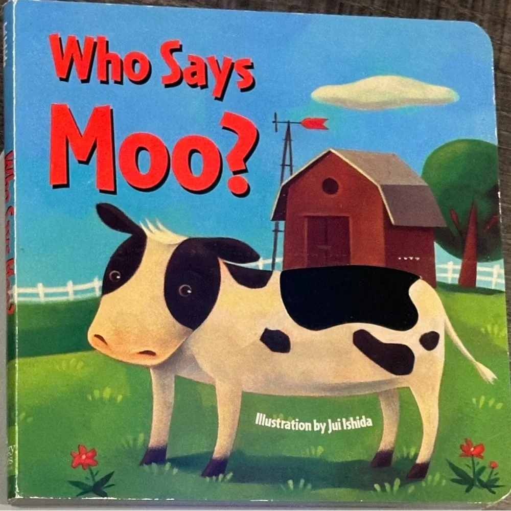 💞 “Who Says Moo?” Children’s Textured Animal Sounds Board Book